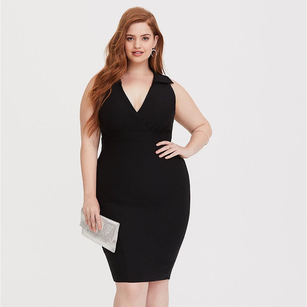 RETRO CHIC BLACK STRETCH PENCIL DRESS